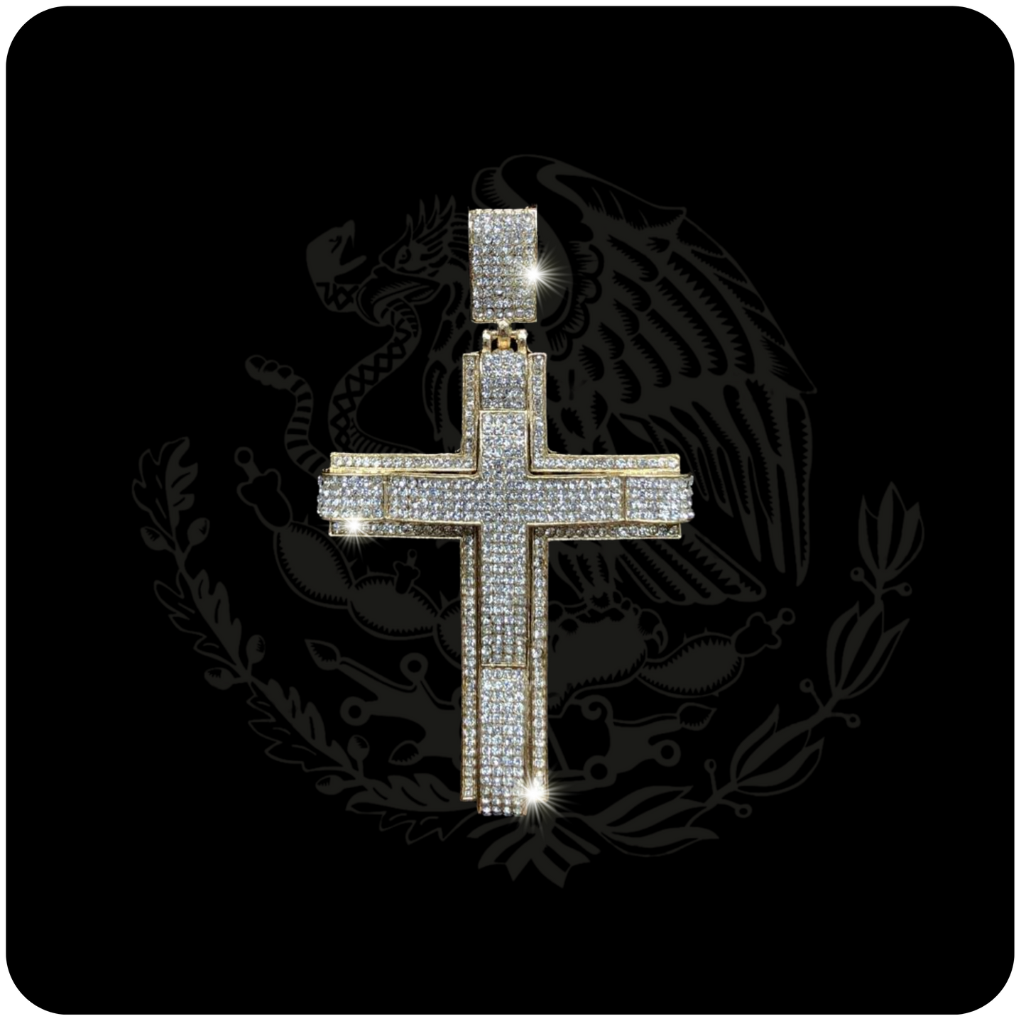 Double cross iced out pendant