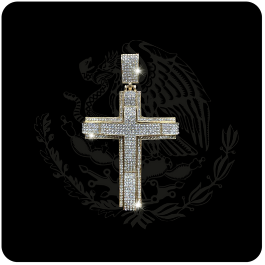 Double cross iced out pendant