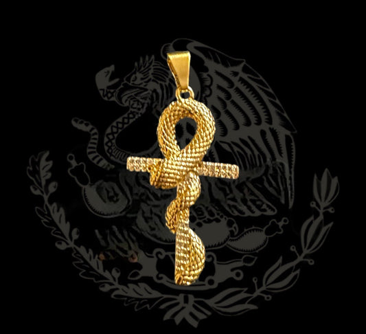 Snake On Cross Pendant